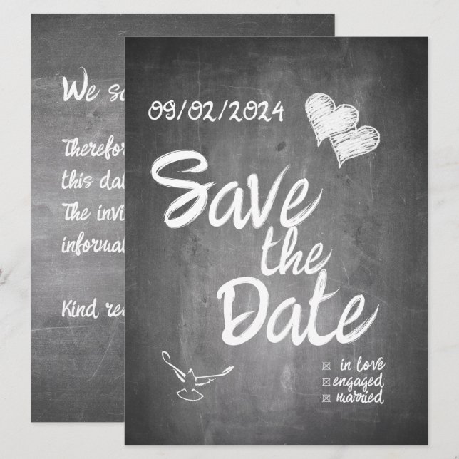 Anuncio de Boda con Tipografía de Pizarra (Anverso / Reverso)