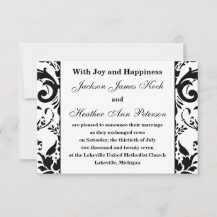 Anuncio de Boda Damask Elegante Formal - 3x5