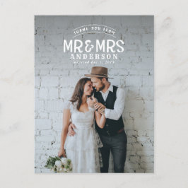 Anuncio de boda de agradecimiento con foto rústica