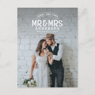 Anuncio de boda de agradecimiento con foto rústica