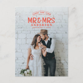Anuncio de boda de agradecimiento con foto rústica