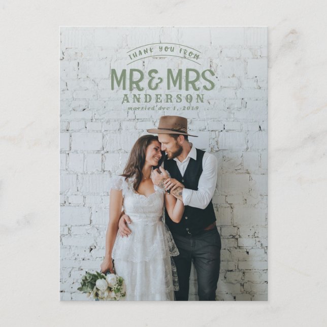 Anuncio de boda de agradecimiento de foto rústica (Anverso)