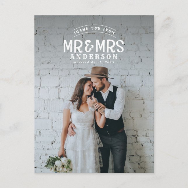 Anuncio de boda de agradecimiento de foto rústica (Anverso)