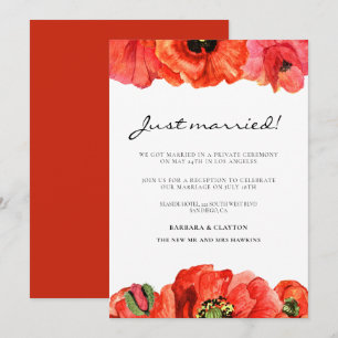 Anuncio de boda de amapolas rojas acuarela