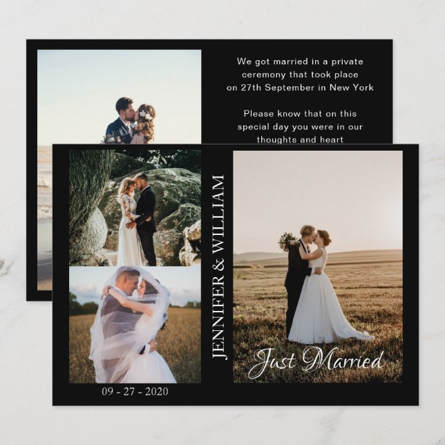 Anuncio de Boda de Colaje de Fotos Recién Casados (Anverso / Reverso)