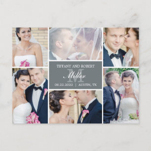 Anuncio de Boda de Collage de Monograma - Gris