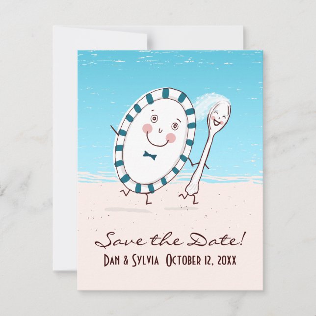 Anuncio de Boda de Dish & Spoon Save the Date (Anverso)