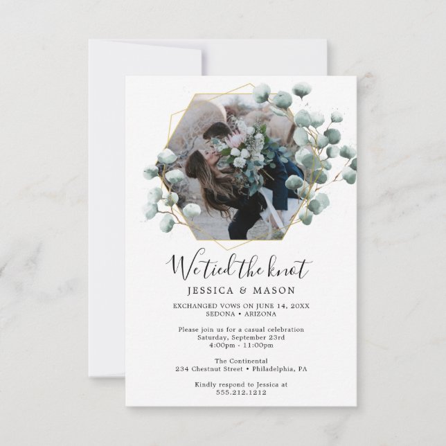 Anuncio de Boda de Eucalipto Nos Casamos Fugados (Anverso)