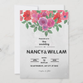 Anuncio de Boda de Flor Gris y Roja