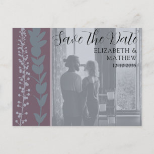 Anuncio de Boda de Foto y Follaje Rústico para Sal