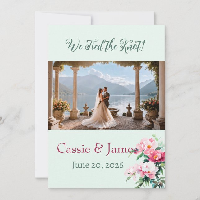 Anuncio de Boda de Fotos Florales Románticas (Anverso)