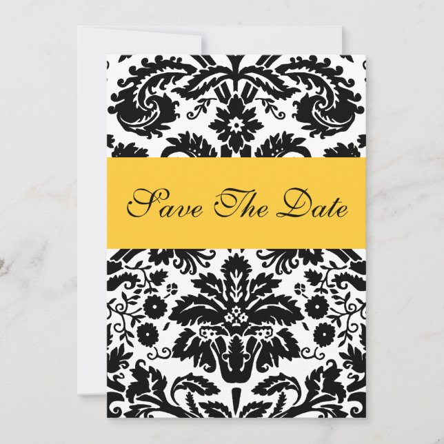 Anuncio de Boda de Guardar la Fecha Amarillo Damas (Anverso)