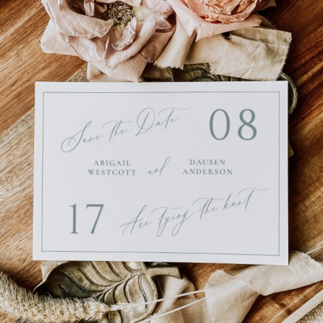 Anuncio de boda de guardar la fecha en dusty sage (Subido por el creador)