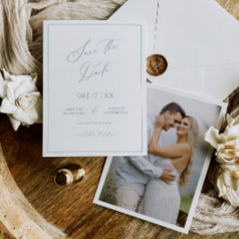 Anuncio de Boda de Guardar la Fecha Minimal Azul