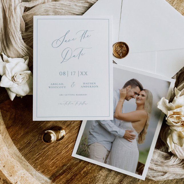 Anuncio de Boda de Guardar la Fecha Minimal Azul (Subido por el creador)