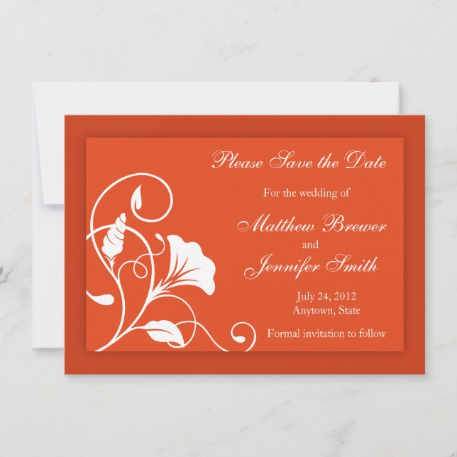 Anuncio de boda de guardar la fecha naranja person (Anverso)