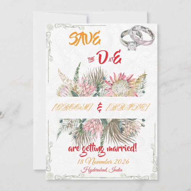 Anuncio de Boda de Hierba de Pampas de Terracota (Anverso)