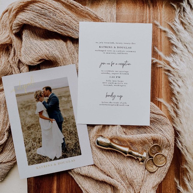 Anuncio de Boda de Huida con Foto en Papel de Oro (Subido por el creador)