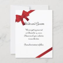 Anuncio de Boda de Invierno con Lazos Rojos
