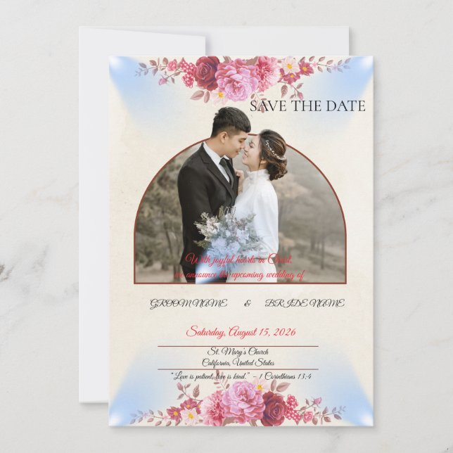 Anuncio de Boda de la Iglesia Rosa Rubor (Anverso)