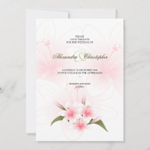 Anuncio de boda de lirios rosados y blancos para g