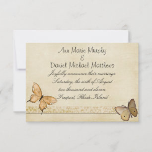 Anuncio de Boda de Mariposa de Crema Vintage