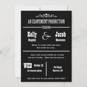 Anuncio de Boda de Matrimonio por Huida Invitación