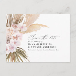 Anuncio de boda de orquídea de hierba de pampas bo