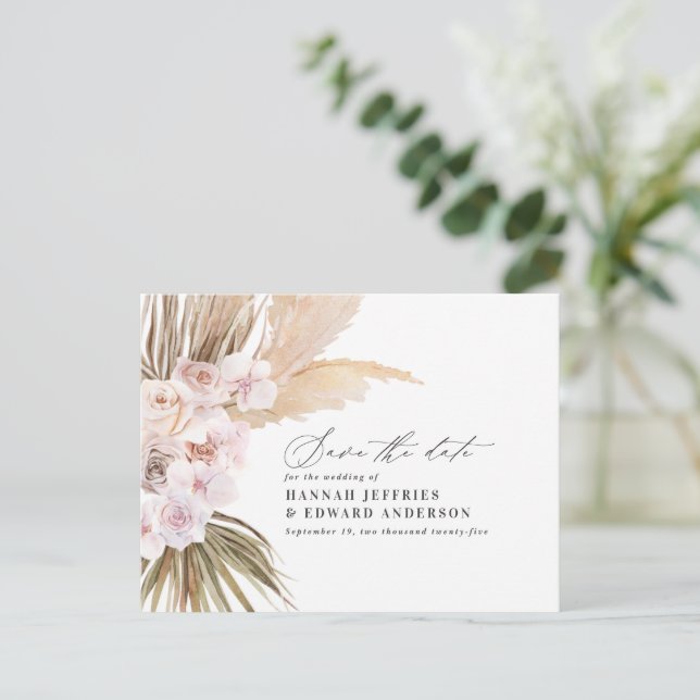 Anuncio de boda de orquídea de hierba de pampas bo (Anverso de pie)