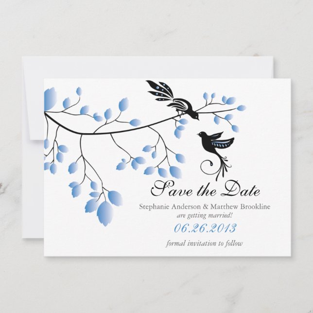 Anuncio de Boda de Pájaros de Amor Salven la Fecha (Anverso)