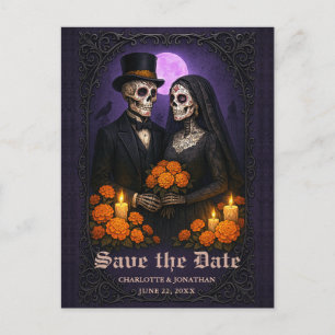 Anuncio de boda de pareja de Skull Candy gótico Gu
