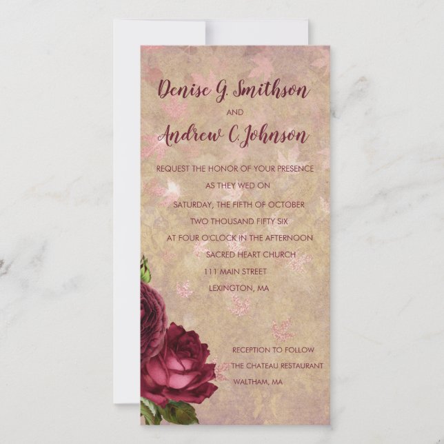 Anuncio de Boda de Rosas de Borgoña (Anverso)