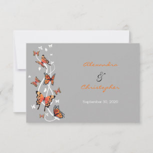 Anuncio de boda de RSVP de Mariposa y Remolinos