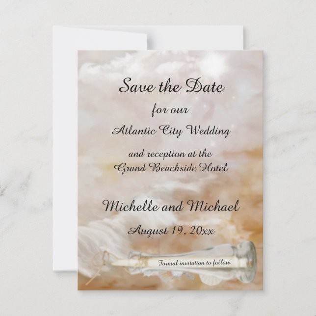 Anuncio de Boda de Salvar la Botella de Playa (Anverso)