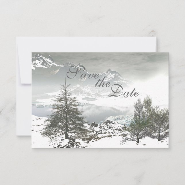 Anuncio de boda de Save the Date de Montaña de Inv (Anverso)