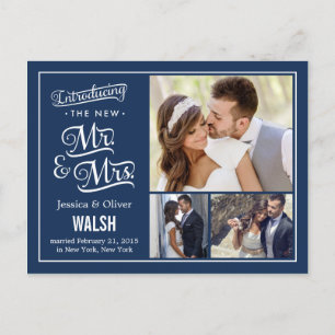 Anuncio de Boda de Sr y Sra - Azul Marino