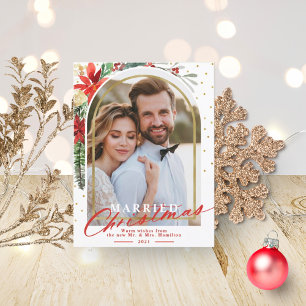 Anuncio de boda de vacaciones de Navidad casados