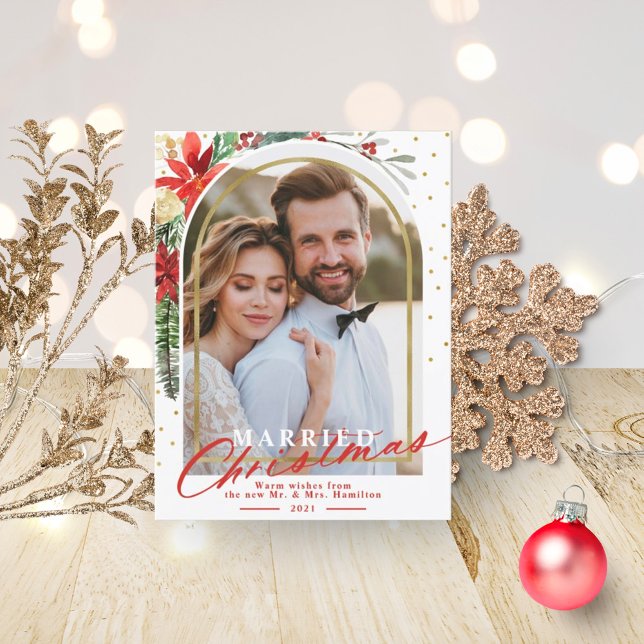 Anuncio de boda de vacaciones de Navidad casados (Subido por el creador)
