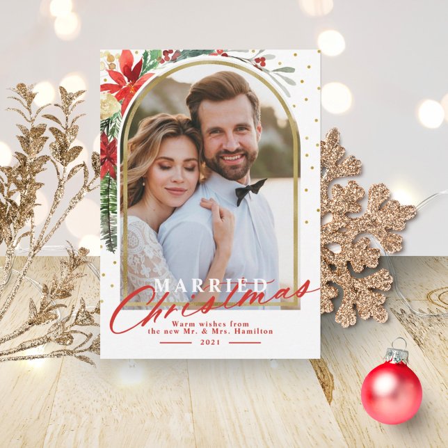 Anuncio de boda de vacaciones de Navidad casados (Subido por el creador)