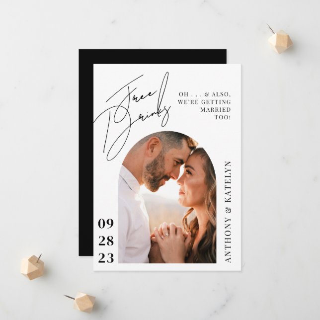 Anuncio de Boda Divertido y Lindo Moderno (Anverso/Reverso In Situ)