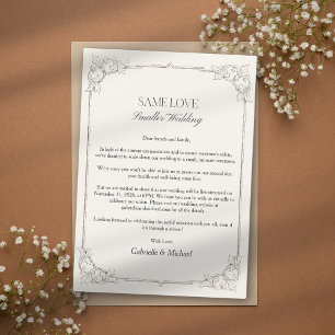 Anuncio de Boda Dorado Elegante Disculpa por la Re