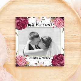 Anuncio de Boda Elegante Burgundy y Rosa