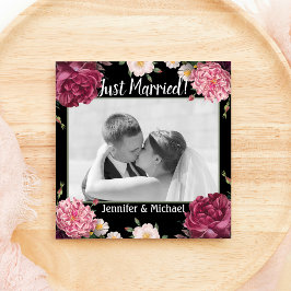 Anuncio de Boda Elegante Burgundy y Rosa