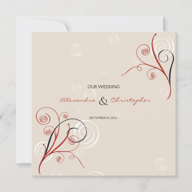 Anuncio de Boda Elegante con Remolinos (Anverso)