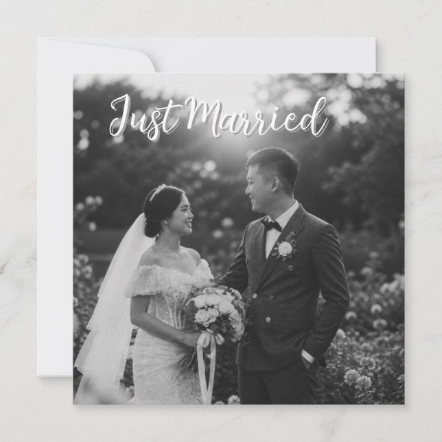 Anuncio de Boda Elegante en Blanco y Negro (Anverso)