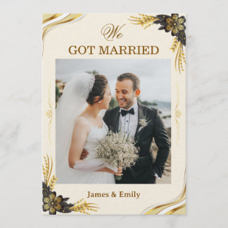 Anuncio de Boda Elegante Negro y Dorado