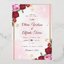 Anuncio de Boda Elegante Rosa y Rojo