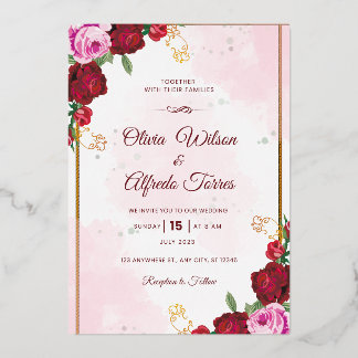 Anuncio de Boda Elegante Rosa y Rojo