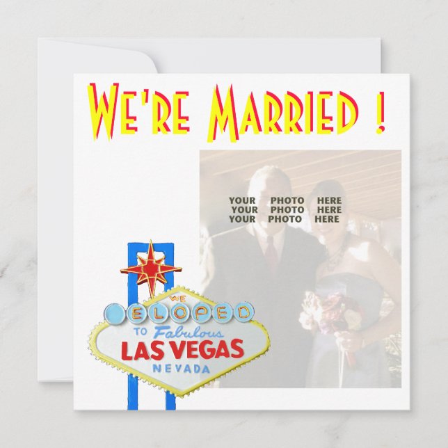 Anuncio de Boda en Las Vegas Foto de recién casado (Anverso)