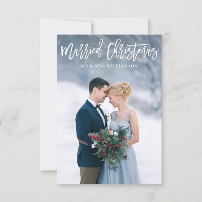 Anuncio de boda en vacaciones de Navidad feliz (Anverso)